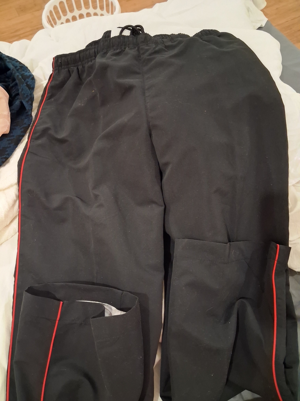 Men's Black Track Pants with Red Side Stripe